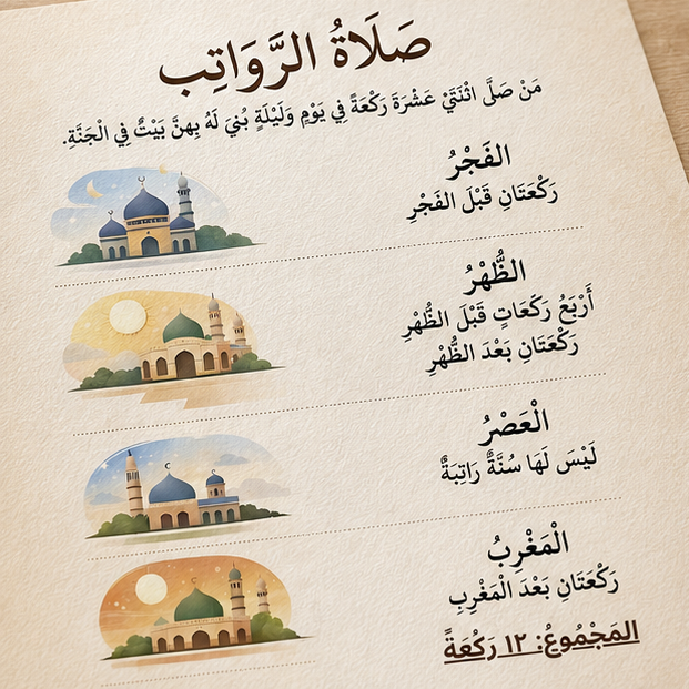 PDF Affiche Prière Sunan Rawātib — Jidart™