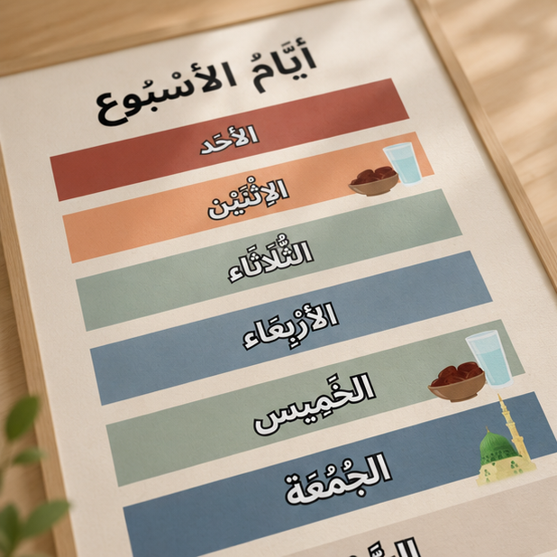 PDF Affiche Jours de la Semaine Arabe Vocalisé — Jidart™