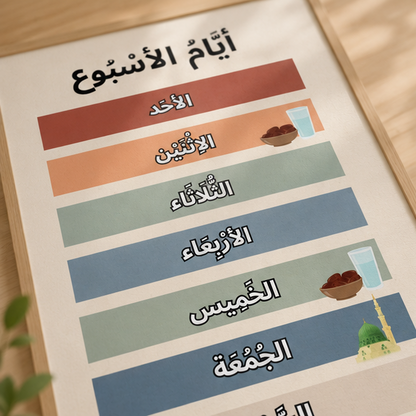 PDF Affiche Jours de la Semaine Arabe Vocalisé — Jidart™