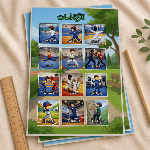 PDF Affiche Apprentissage Arabe  Sports V1 — Jidart™